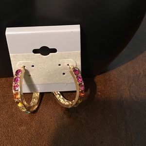 Rainbow rhinestone earrings